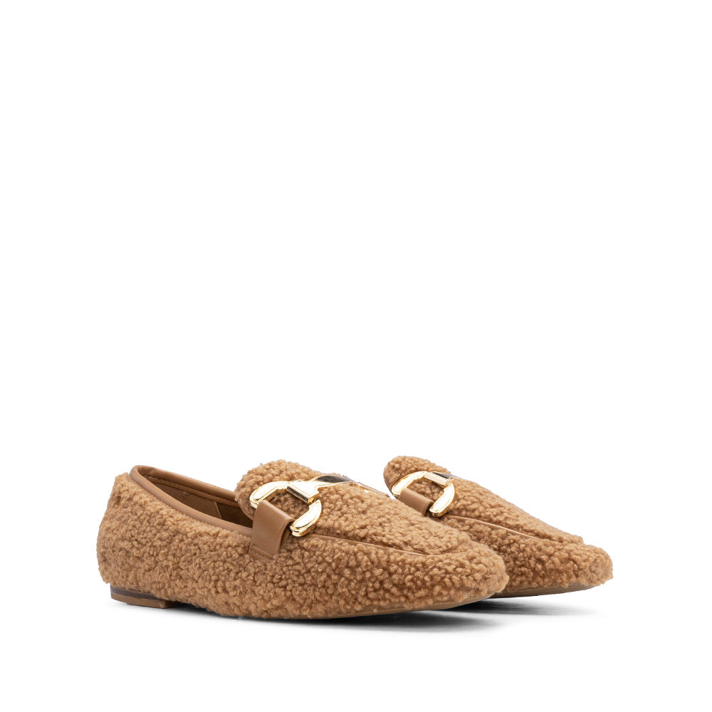Sapato Salto Raso em Bouclé Camel - imagem 2