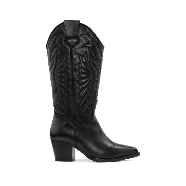 Bota Texana Mulher em Pele com Pespontos
