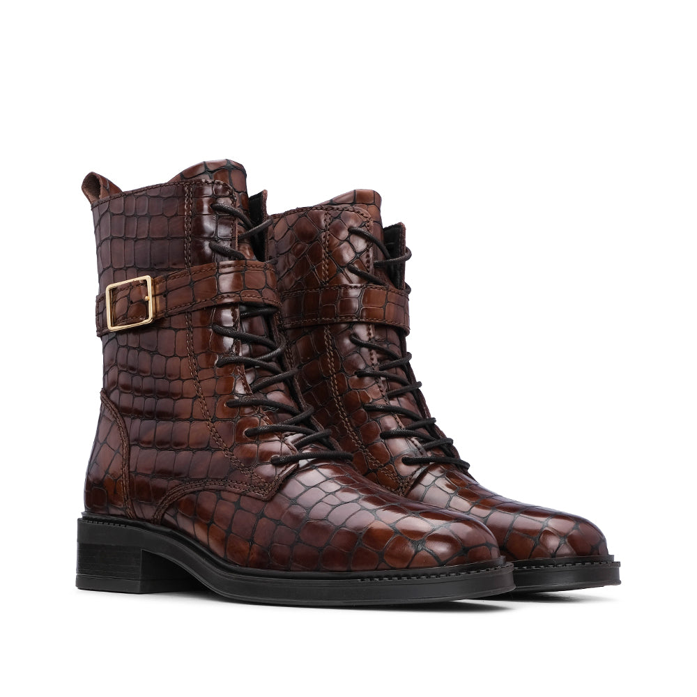 Botim Salto Raso Animal Print Camel - imagem 3