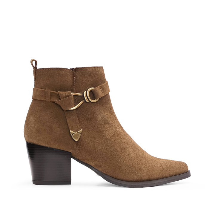 Botim Salto Alto Mulher em Camurça