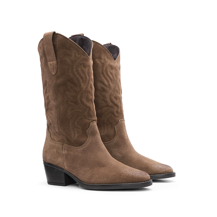 Bota Texana Mulher em Camurça - Terra
