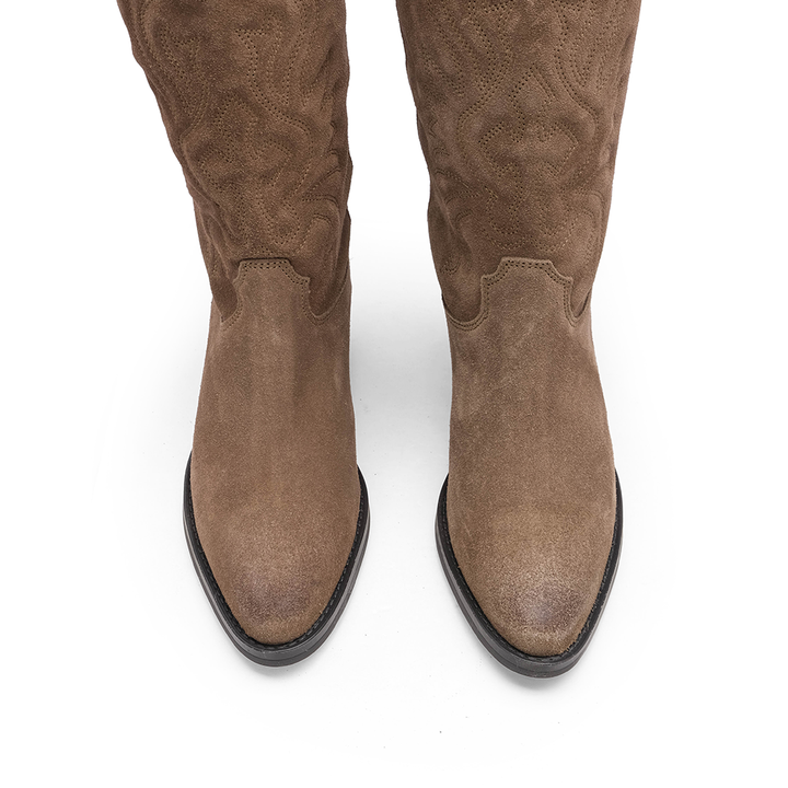 Bota Texana Mulher em Camurça - Terra