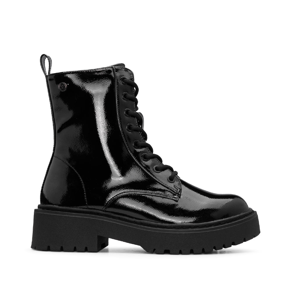 Bota Militar Mulher XTI Verniz Preto Preto - imagem 1