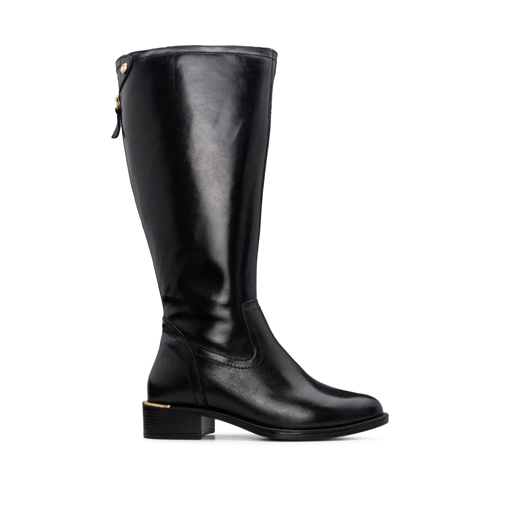 Bota de Cano Alto Mulher Carmela em Pele Preta - Preto