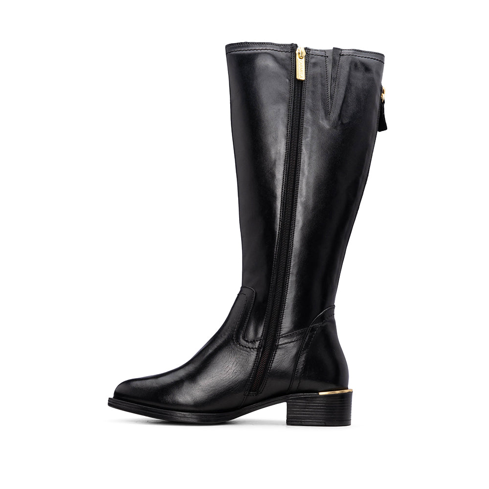 Bota de Cano Alto Mulher Carmela em Pele Preta - Preto
