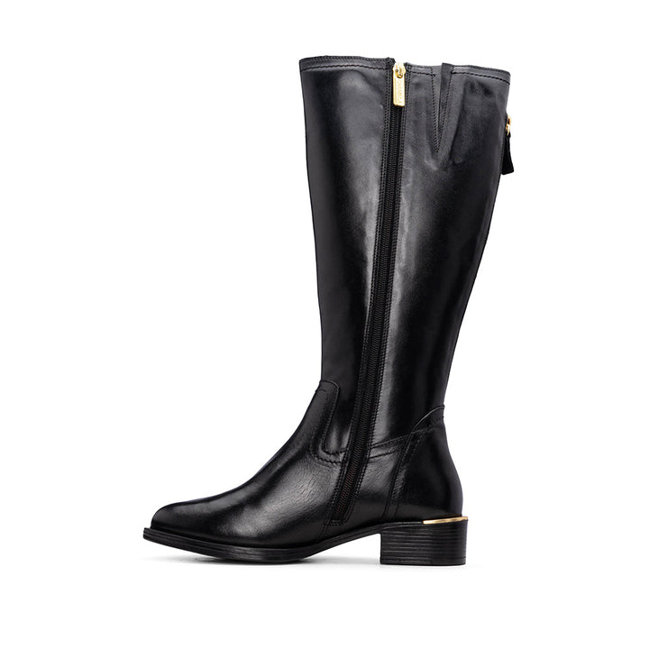 Bota de Cano Alto Mulher Carmela em Pele Preta - Preto