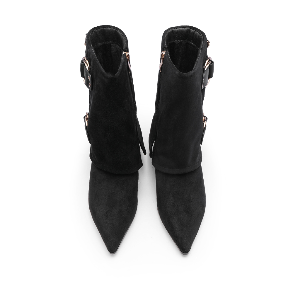Botim Polaina Mulher Rock Away com Duas Fivelas - Preto