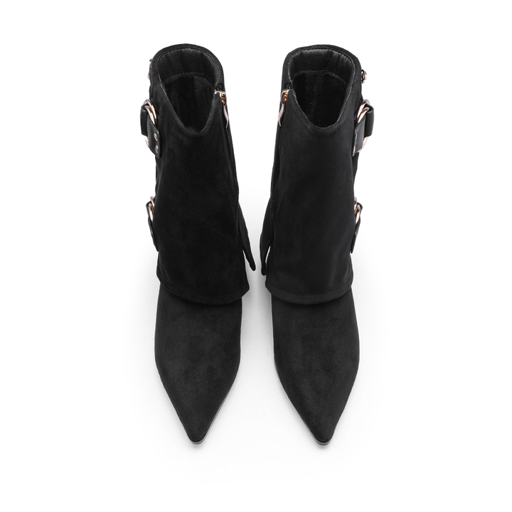 Botim Polaina Mulher Rock Away com Duas Fivelas - Preto