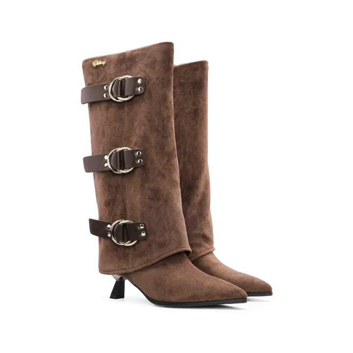 Bota Polaina Mulher Rock Away com Três Fivelas - Castanho