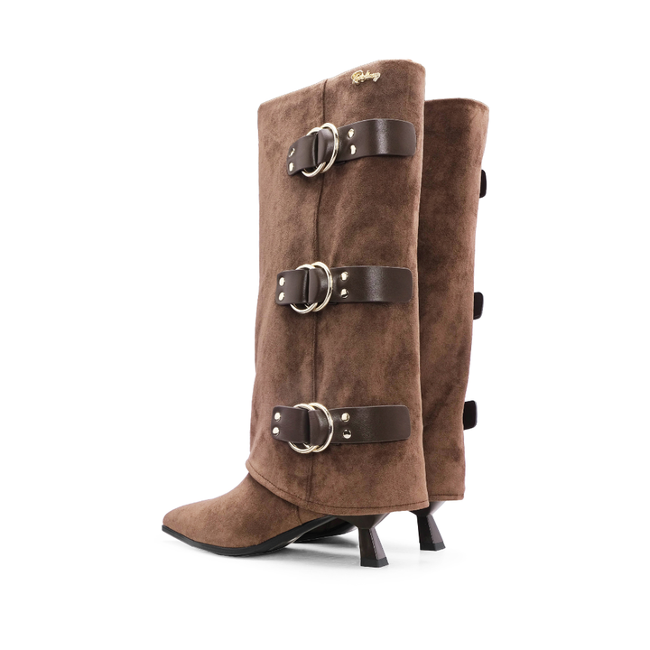 Bota Polaina Mulher Rock Away com Três Fivelas - Castanho