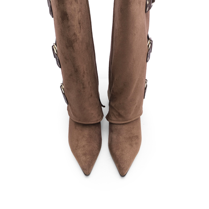 Bota Polaina Mulher Rock Away com Três Fivelas - Castanho