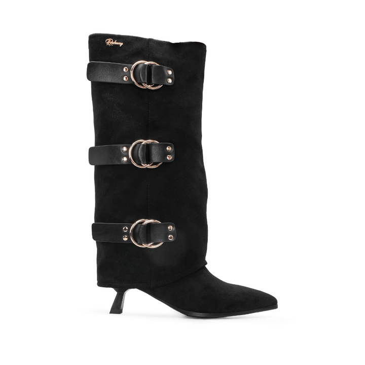 Bota Polaina Mulher Rock Away com Três Fivelas - Preto