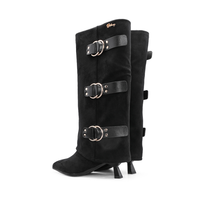Bota Polaina Mulher Rock Away com Três Fivelas - Preto