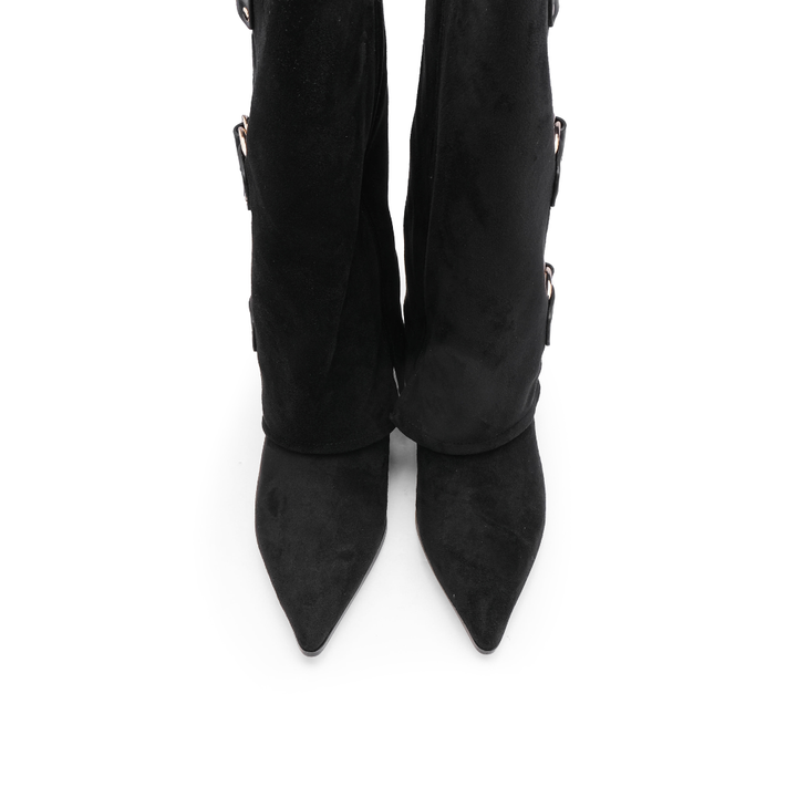 Bota Polaina Mulher Rock Away com Três Fivelas - Preto
