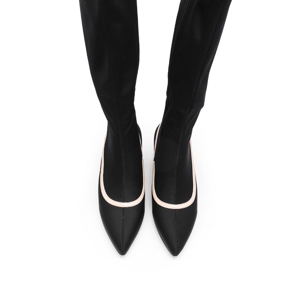 Bota de Cano Alto Mulher Rock Away Preta com Salto Decorado - Preto