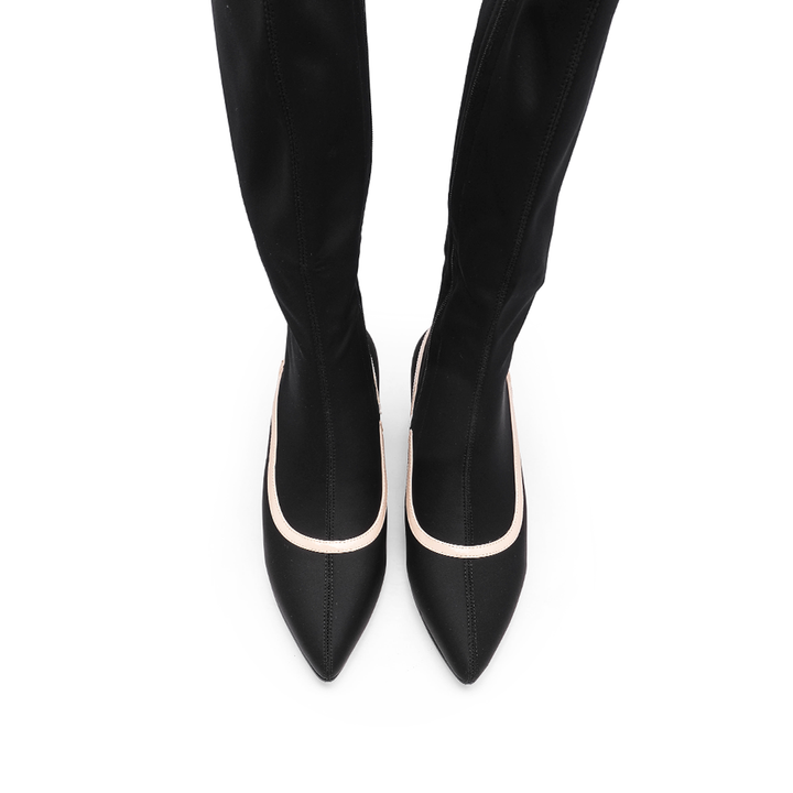 Bota de Cano Alto Mulher Rock Away Preta com Salto Decorado - Preto