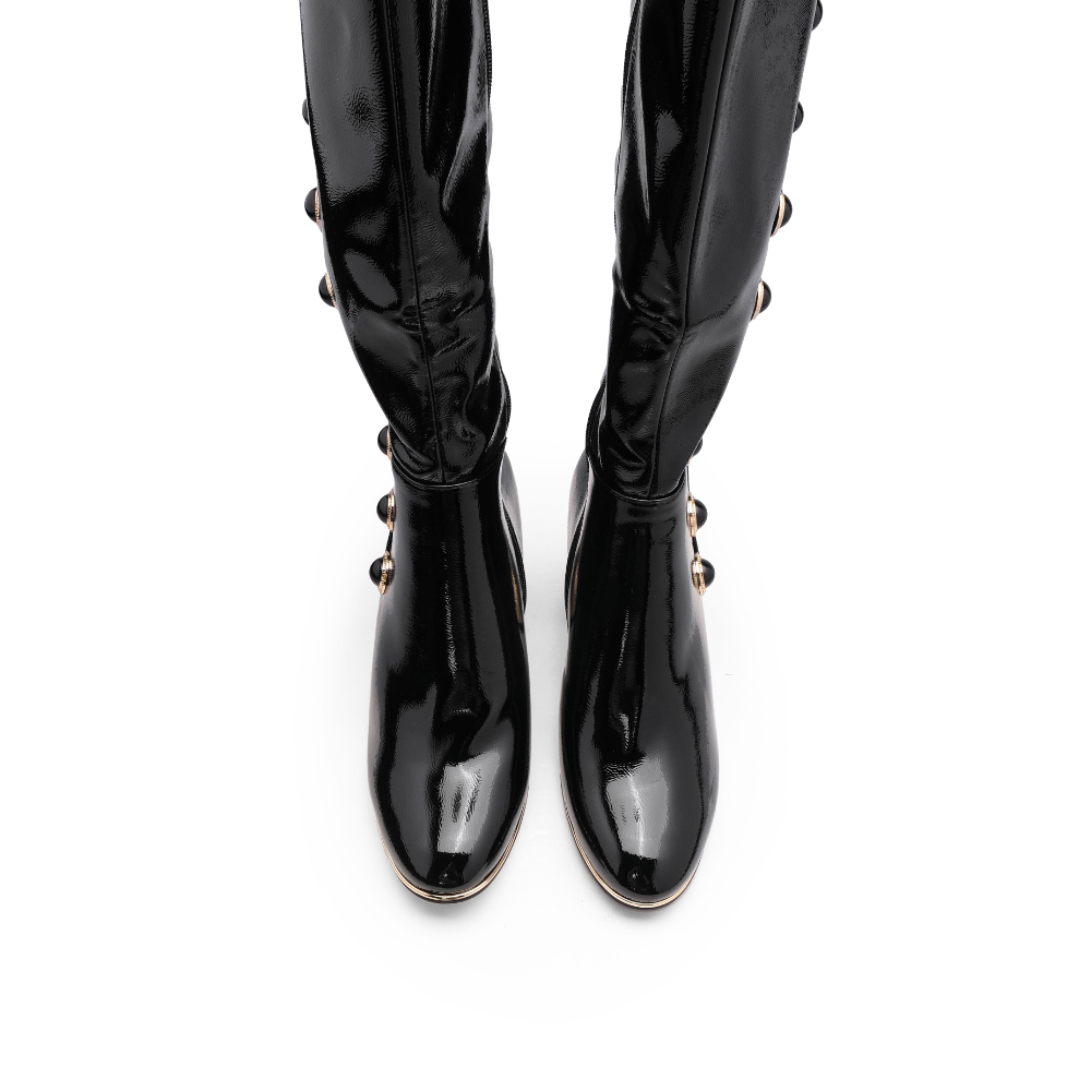 Bota de Cano Alto Mulher Rock Away com Ilhoses - Preto