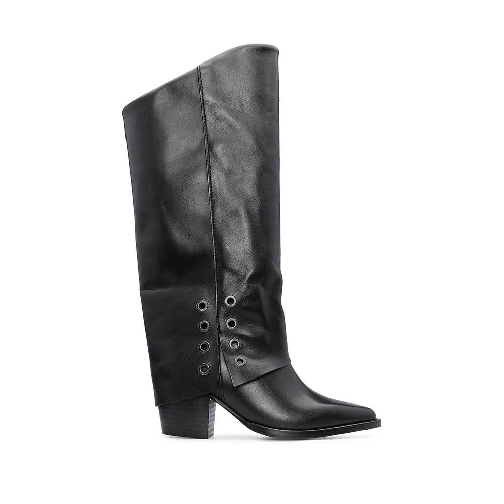 Bota Polaina Mulher em Pele Preto Preto - imagem 2