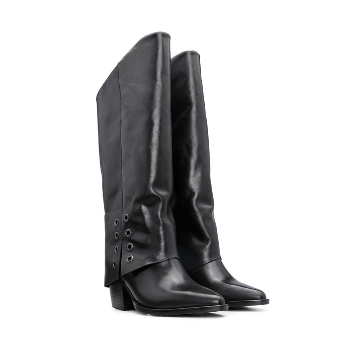 Bota Polaina Mulher em Pele Preto Preto - imagem 1