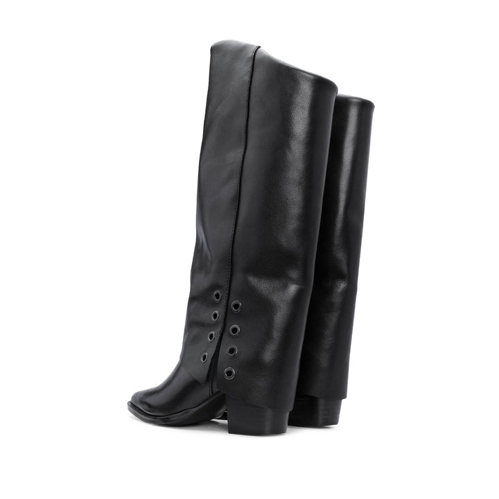 Bota Polaina Mulher em Pele Preto Preto - imagem 4