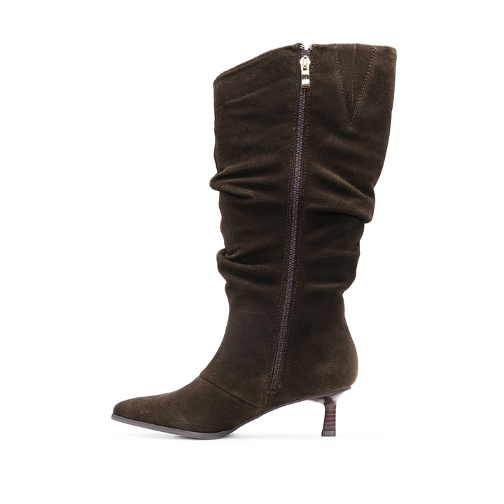 Bota Mulher Top 3 em Camurça Franzida - Castanho