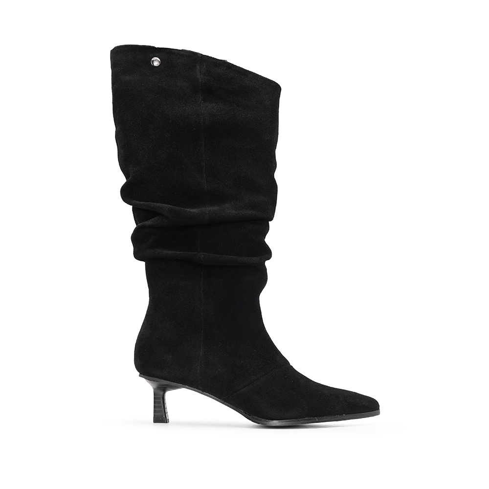 Bota Mulher Top 3 em Camurça Franzida - Preto