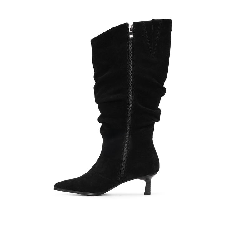 Bota Mulher Top 3 em Camurça Franzida - Preto