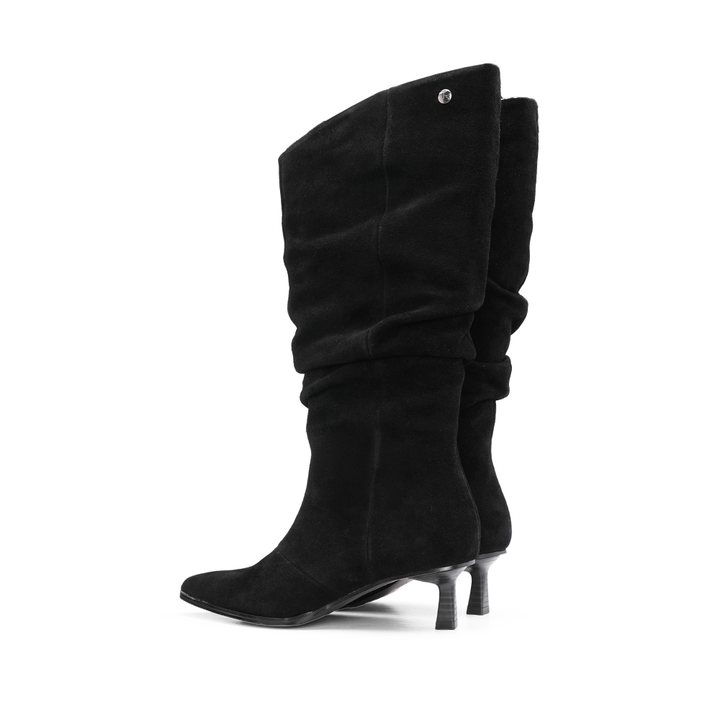 Bota Mulher Top 3 em Camurça Franzida - Preto