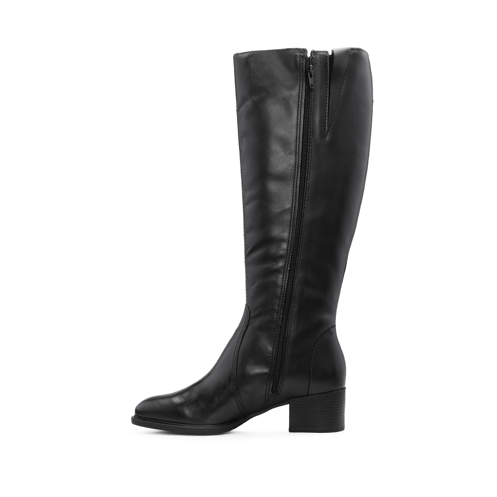 Bota de Cano Alto Mulher em Pele com Fivela - Preto