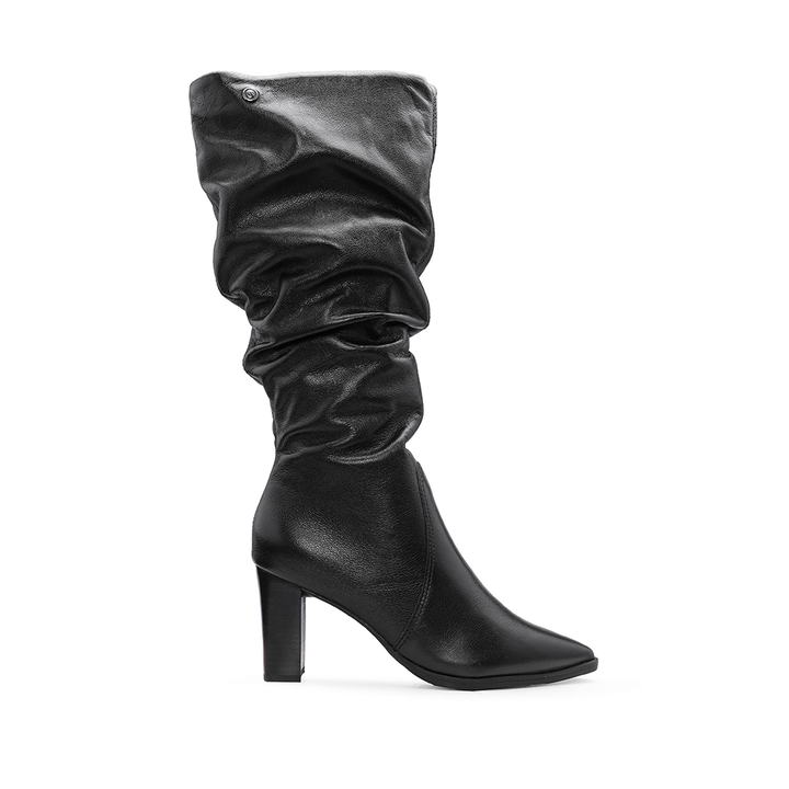 Bota de Cano Alto Mulher em Pele Macia - Preto