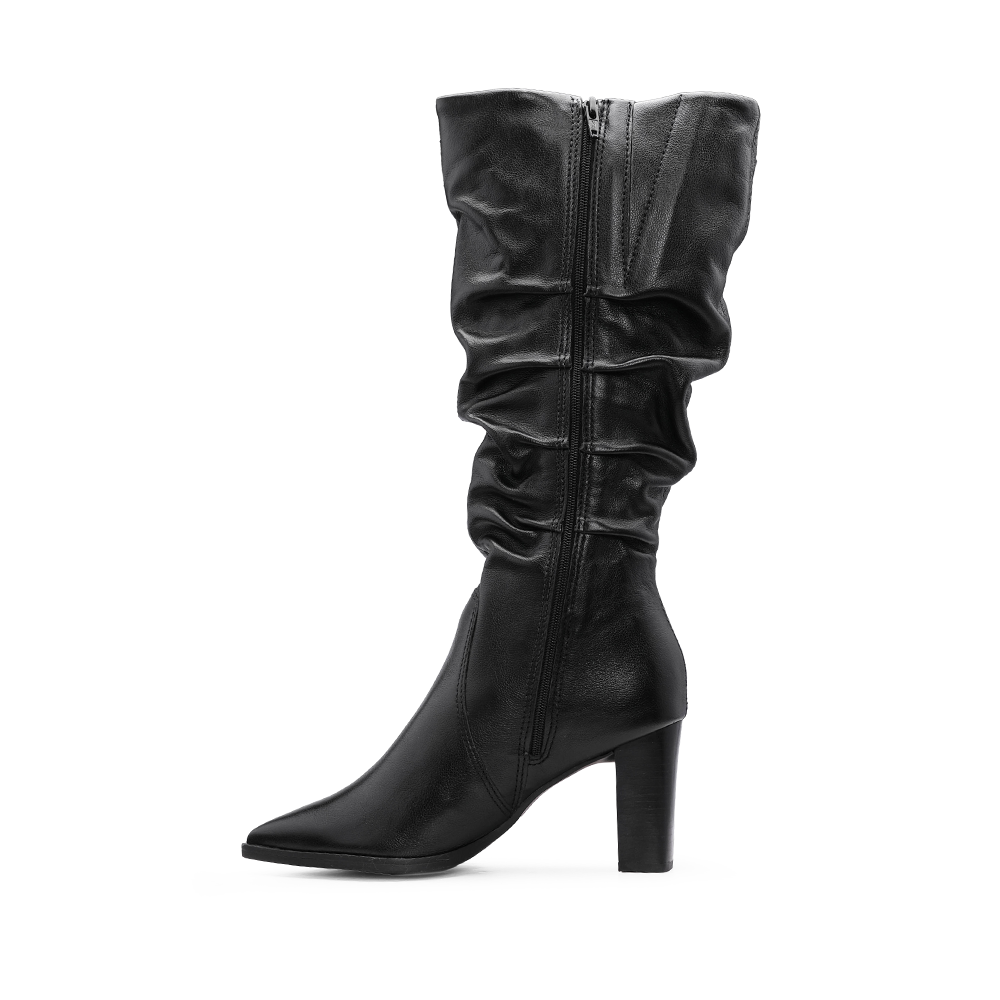 Bota de Cano Alto Mulher em Pele Macia - Preto
