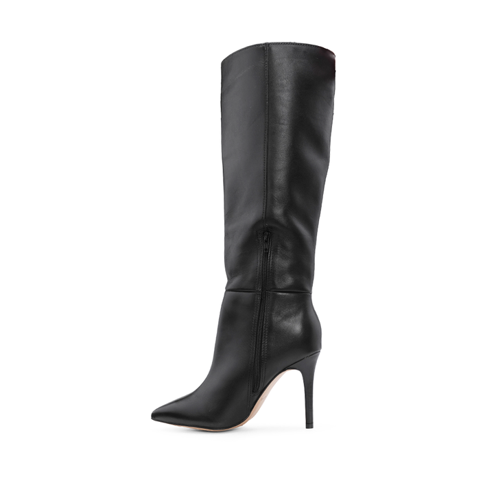Bota de Cano Alto Mulher em Pele com Salto Agulha - Preto