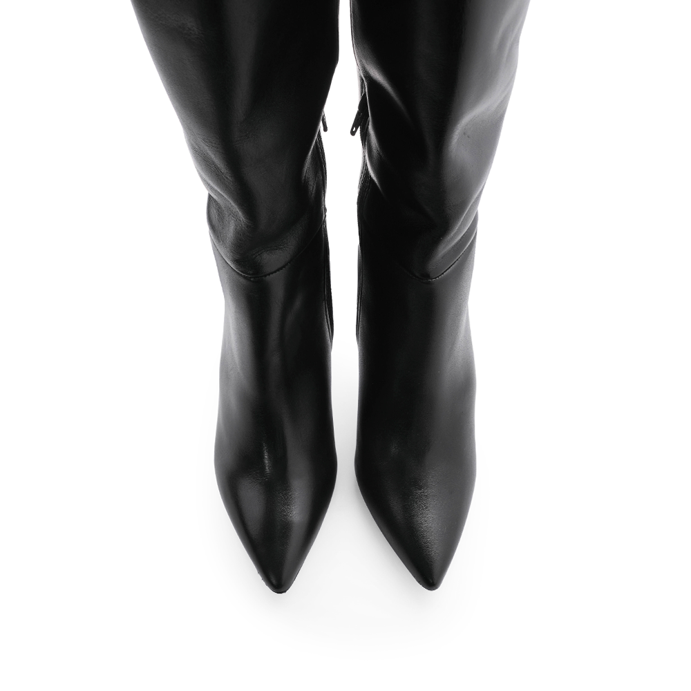 Bota de Cano Alto Mulher em Pele com Salto Agulha - Preto