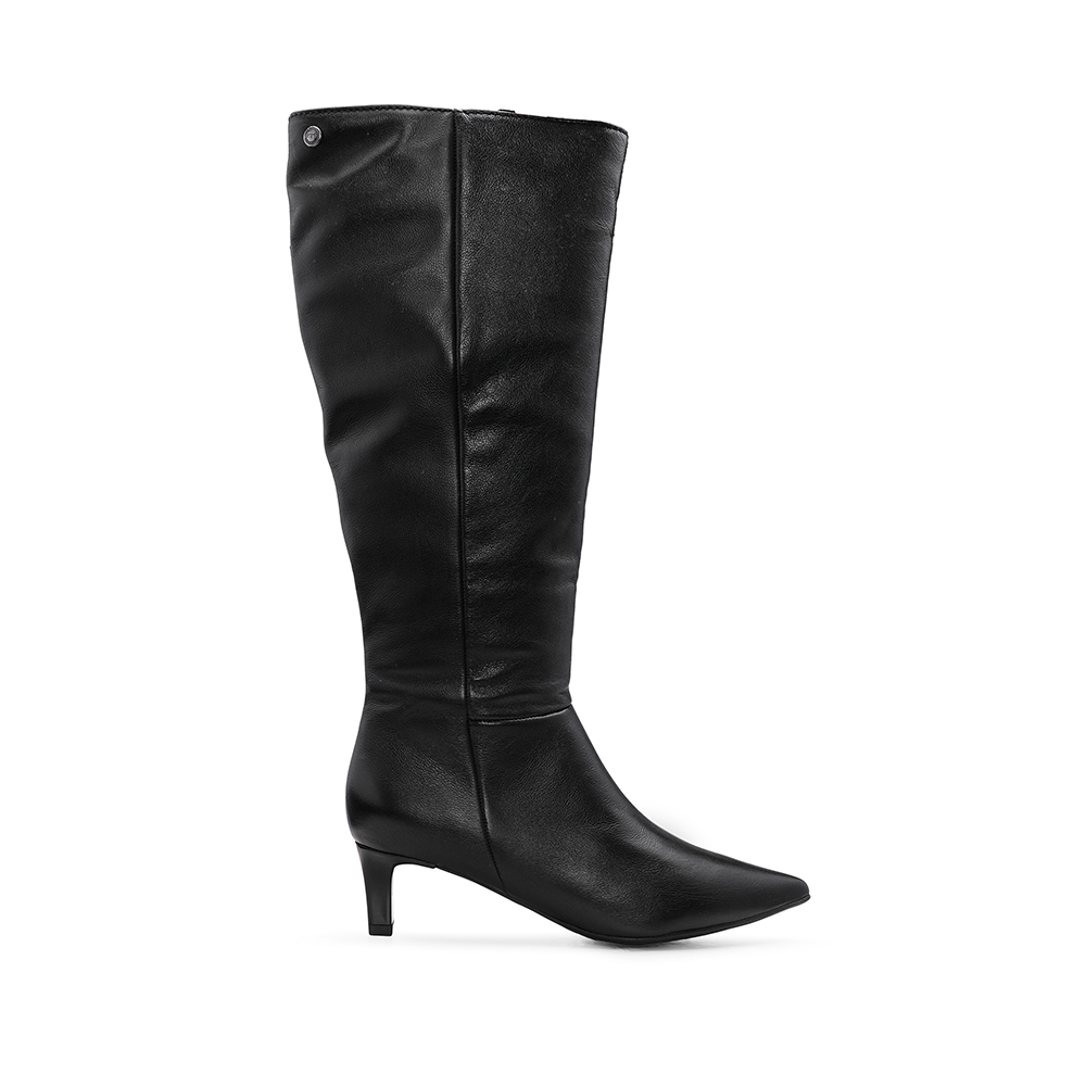 Bota de Cano Alto Mulher em Pele Lisa - Preto