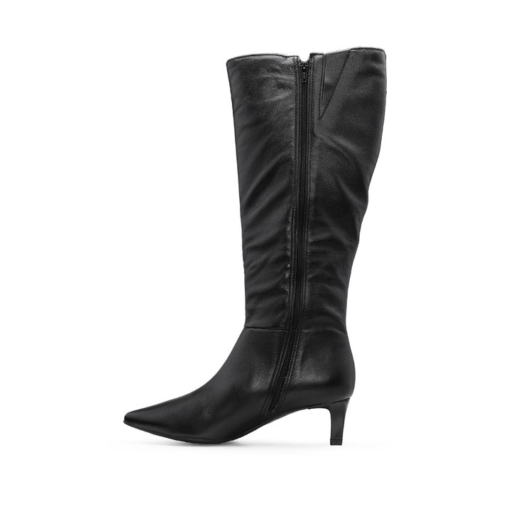 Bota de Cano Alto Mulher em Pele Lisa - Preto