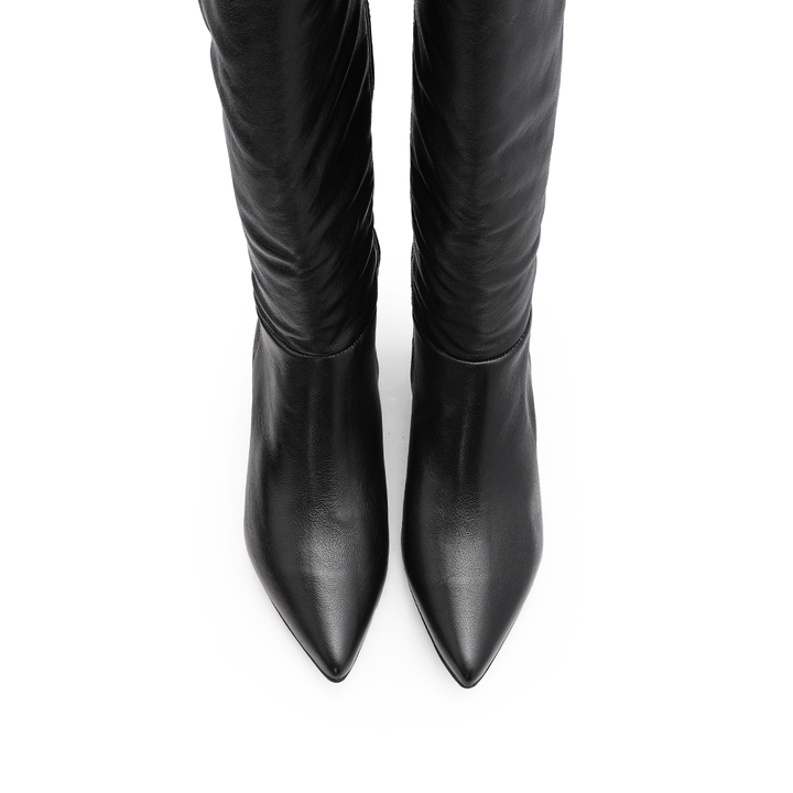 Bota de Cano Alto Mulher em Pele Lisa - Preto