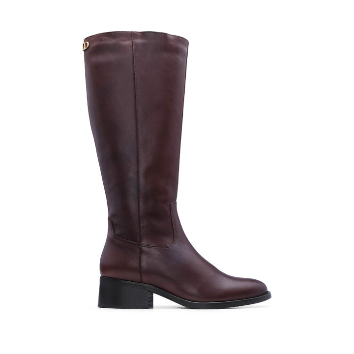 Bota de Cano Alto Mulher em Pele com Salto Bloco