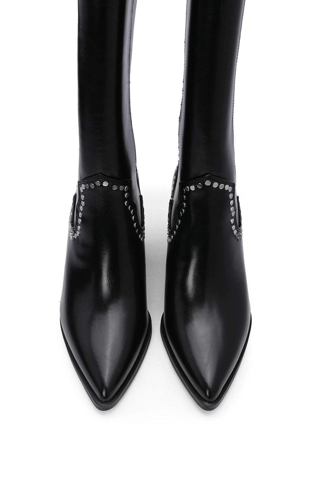 Bota de Cano Alto Mulher com Tachas Prateadas - Preto