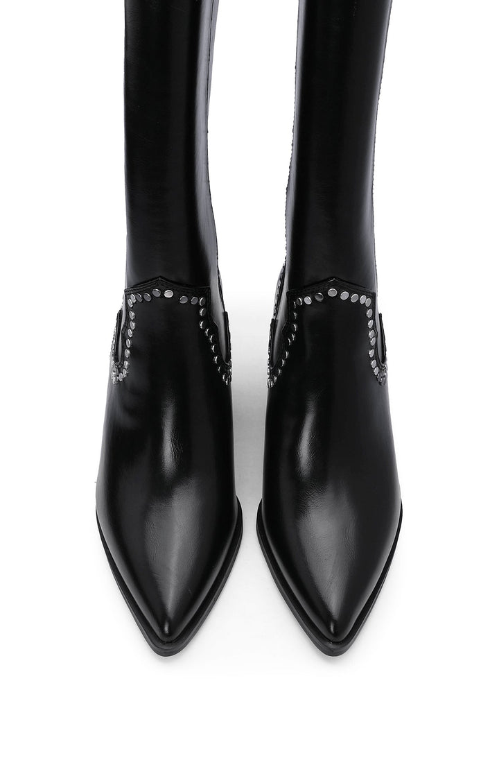 Bota de Cano Alto Mulher com Tachas Prateadas - Preto