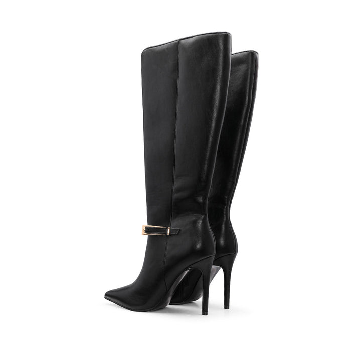 Bota de Cano Alto Mulher Preta com Fivela - Preto