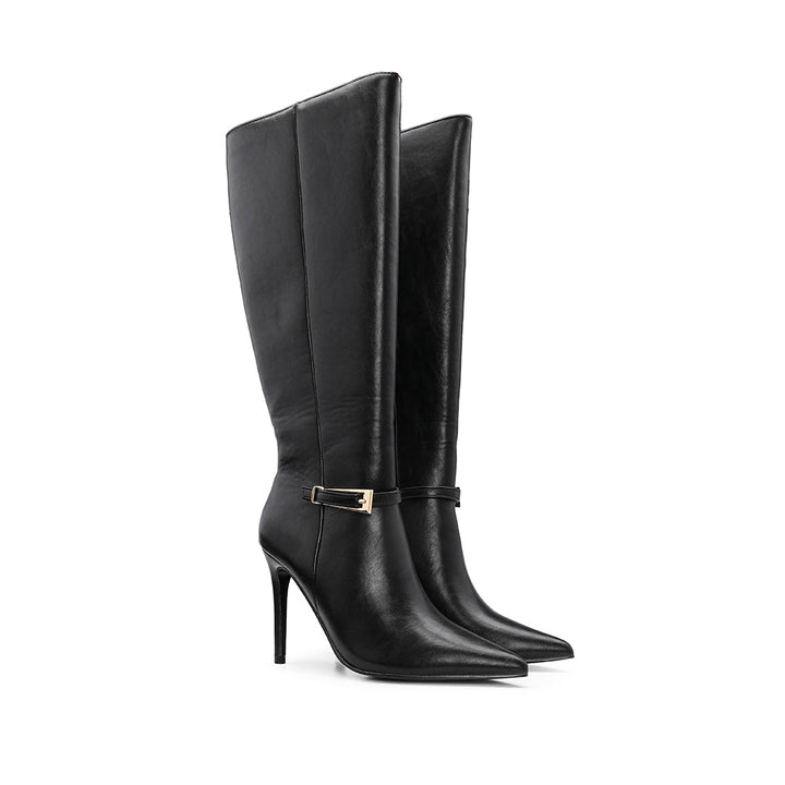 Bota de Cano Alto Mulher Preta com Fivela - Preto