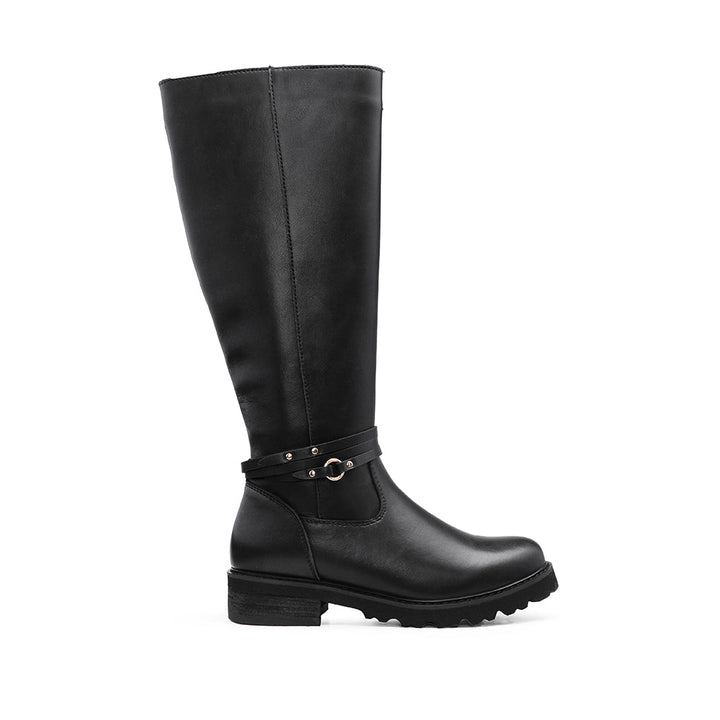 Bota de Cano Alto Mulher em Pele Preta