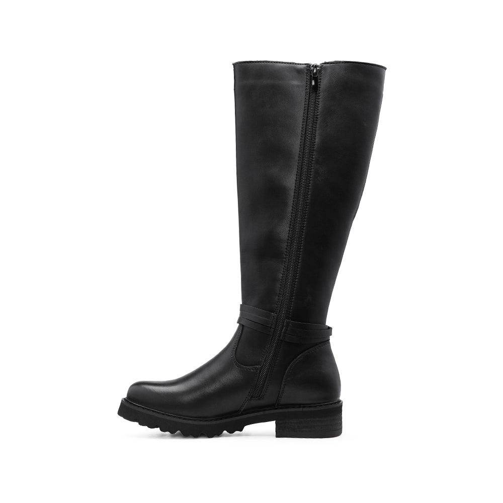 Bota de Cano Alto Mulher em Pele Preta - Preto