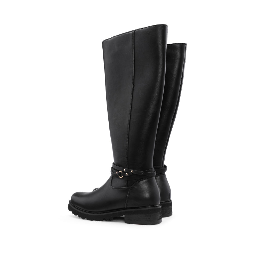 Bota de Cano Alto Mulher em Pele Preta - Preto