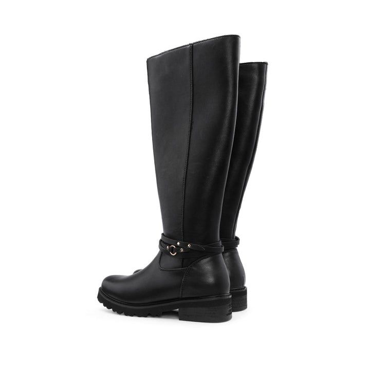 Bota de Cano Alto Mulher em Pele Preta - Preto