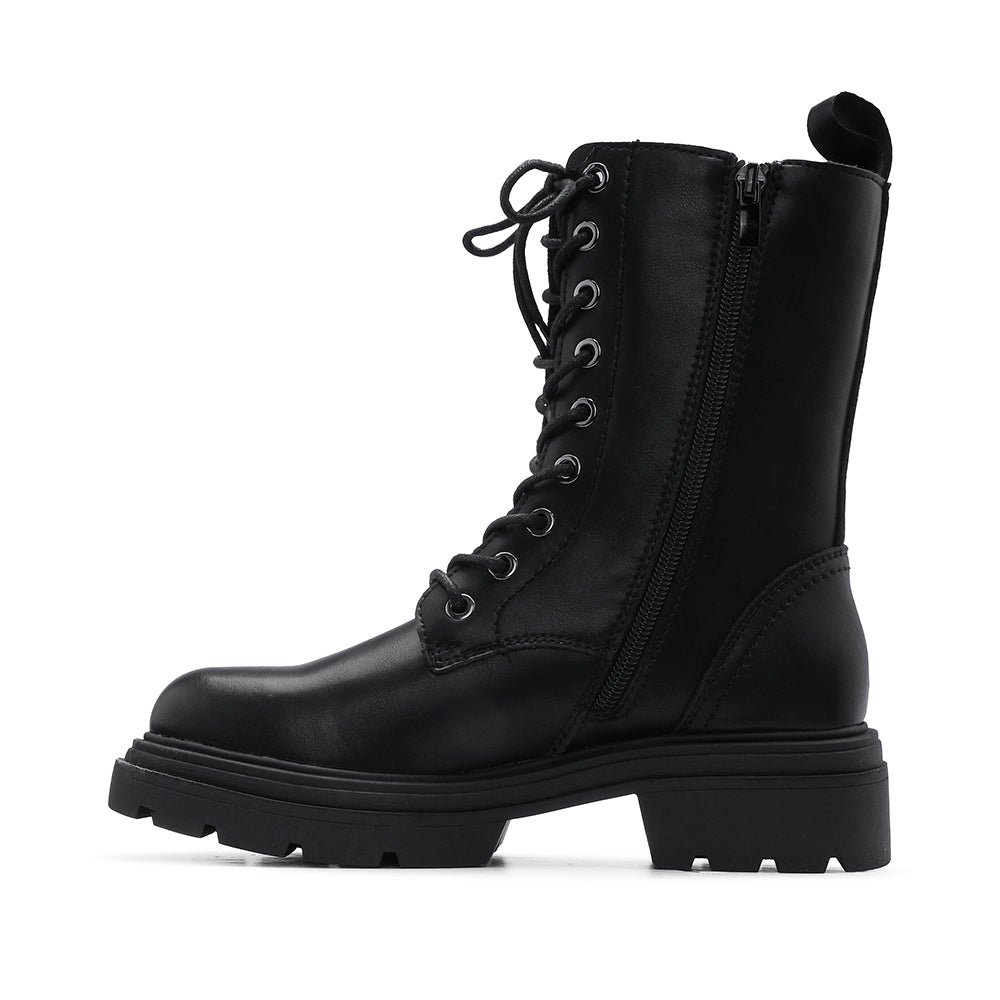 Bota Militar Mulher em Pele Preto Preto - imagem 2
