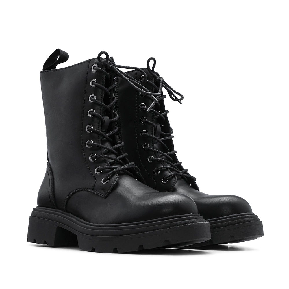 Bota Militar Mulher em Pele Preto Preto - imagem 3