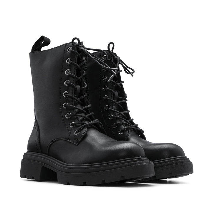 Bota Militar Mulher em Pele Preto Preto - imagem 3