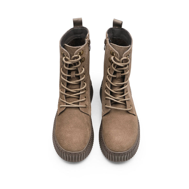 Botim Militar Mulher em Camurça Taupe - Taupe