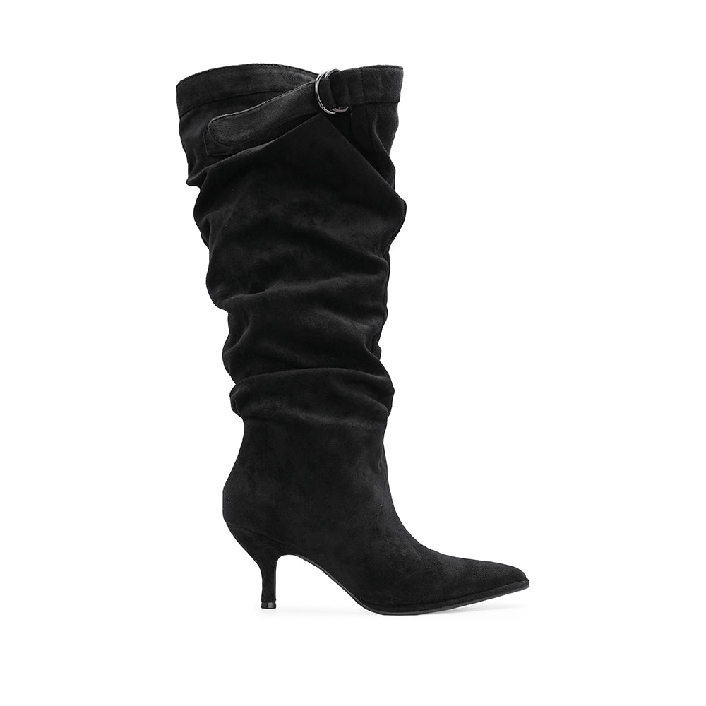 Bota de Cano Alto Mulher Franzida Preta